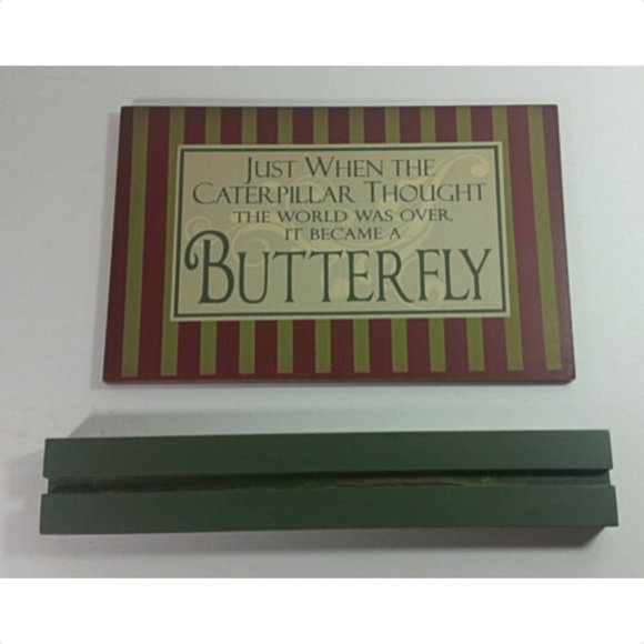 Adams & Co Wood Sign Caterpillar Became Butterfly - Picture 4 of 4